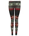 Ladies Red Grey Winter Pattern Leggings