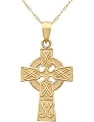 Duragold 14k Yellow Gold Celtic Cross Pendant Necklace, 18"