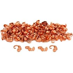 100 Clamshell Bead Tips Jewelry Parts Copper Plated
