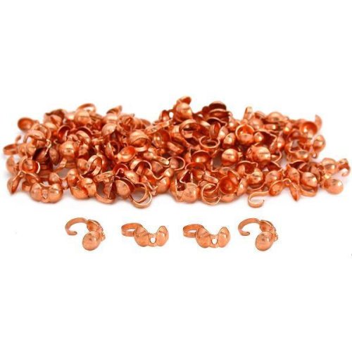 100 Clamshell Bead Tips Jewelry Parts Copper 
