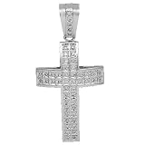 14K White Gold Mens Diamond Cross Pendant 2.25 Ctw