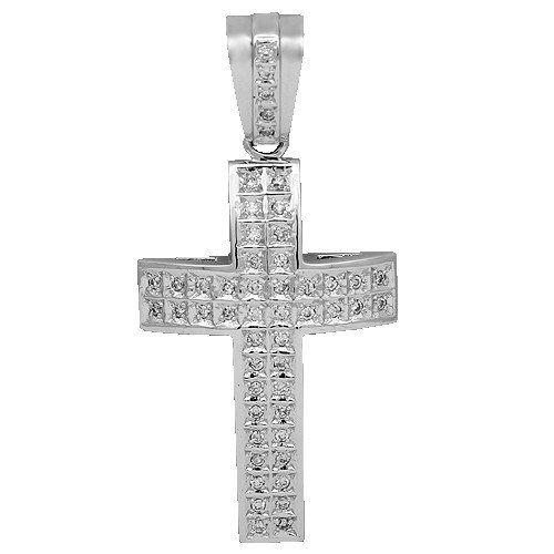 14K White Gold Mens Diamond Cross Pendant 2.25 Ctw