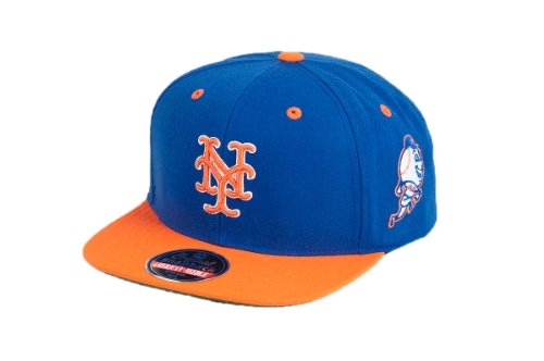 MLB Men's New York Mets Blockhead Snapback Cap (Royal/Orange, Adjustable)