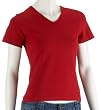 Fruit of the Loom Lady Fit V Neck T-shirt, dunkelrot