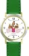 All of THE 7 HABITS #2 - Black Youth (Spanish Text) - DELUXE TWO-TONE WATCH from THE 7 HABITS - WATCH COLLECTION BY WATCHBUDDY&reg; - Arabic Numbers - Green Leather Strap-Size-Women's Size-Small