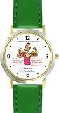 All of THE 7 HABITS #2 - Black Youth (Spanish Text) - DELUXE TWO-TONE WATCH from THE 7 HABITS - WATCH COLLECTION BY WATCHBUDDY&reg; - Arabic Numbers - Green Leather Strap-Size-Women's Size-Small