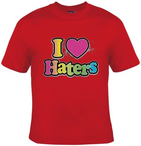 I Love Haters Adult T-Shirt, Red , Large