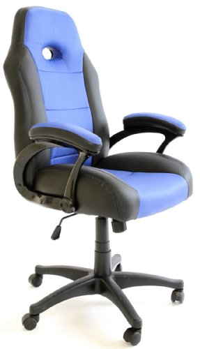 Charles Jacobs Luxury Office High Back Support Gaming Chair in Black&Blue+Tilt Lock Mechanism