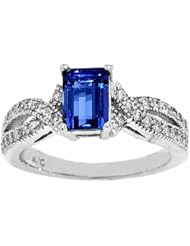 14K White Gold Tanzanite and Diamond Ring -- LIFETIME WARRANTY