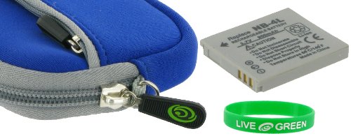 2n1 - Neoprene (Dark Blue) Sleeve Case and NP-BG1 NP-FG1 Battery for Sony Cybershot DSCW130/B Digital Camera Black