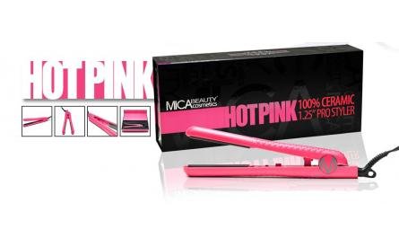 Mica Beauty Hair Straightener Hot Pink - 1.25in Pro Styler+Free Gift Piz-zaz Glimmer Tinsel Caldo Pink Mica Beauty Hair Straightener Hot Pink - 1.25in Pro Styler+Free Gift Piz-zaz Glimmer Tinsel Caldo Pink