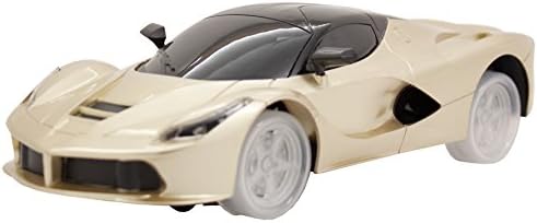Techege Toys Champagne Colored FerrariStyle Super Car Bump'n'Go Self Driving Realistic Sounds Flashing Lights