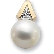 14K Yellow Gold Paspaley South Sea Cultured Fashion Near Round Pearl and Diamond Pendant - 12.00mm
