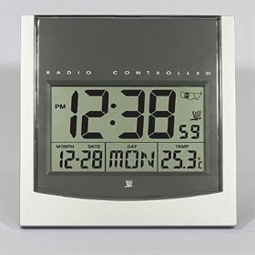 Wall and Desk Atomic LCD Clock, Day & Temperature