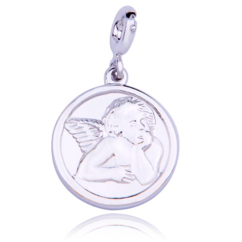Platinum Plated Sterling Silver Angel Coin Charm