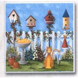 Artworks Home Accents ~ Garden Cats and Birdhouses ~ Absorbastone Coasters