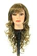 25" Long Light Butterscotch Blonde,Light Ash Brown Highlight large curls / bangs synthetic wig
