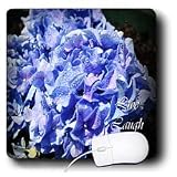 WhiteOak Photography Inspirational Floral Prints - Live Laugh Love Blue Hydrangeas with Rain Drops - Mouse Pads