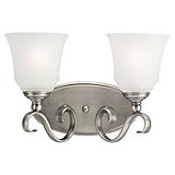 IMAGE OF Sea Gull Lighting 44380-965 Bath Bar, Satin Etched Glass Shades and Antique Brushed Nickel, 2-Light