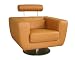 Swivel Action Light Brown Leather Club Sofa Chair