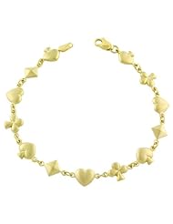 14 Karat Yellow Gold Playing Cards Bracelet 7 inch