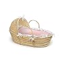 Badger Basket Company Natural Baby Moses Basket with Hood - Pink Gingham Bedding