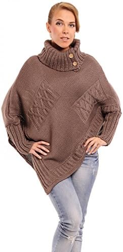 CAPRI MODA - Womens Cable Knit Poncho Jumper Pullover Top Sweater - ANNIE