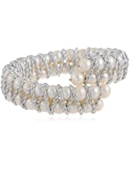 Bella Pearl Double Row Bangle Bracelet, 7.25"