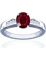 Platinum Oval Cut Ruby Ring With Sidestones