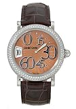 Gerald Genta Arena Retro Mens' Watch Automatic Stainless Steel Brown Guilloche Dial Diamond Bezel on Brown Leather Strap REC-L-10-540-CBBAS02