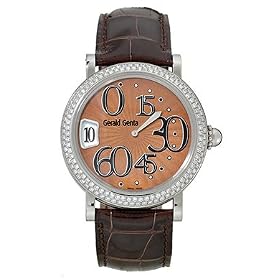 Gerald Genta Arena Retro Mens' Watch Automatic Stainless Steel Brown Guilloche Dial Diamond Bezel...