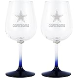 NFL Dallas Cowboys 12-Ounce Wine Glass Set, Navy Blue