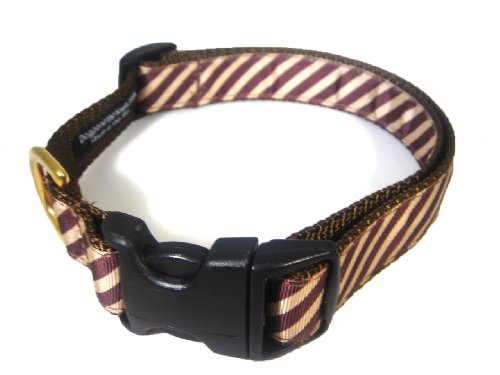 Medium Tan/Brown Stripes Dog Collar: 3/4