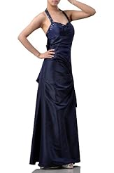 A-line Full Length Taffeta Halter  Dress