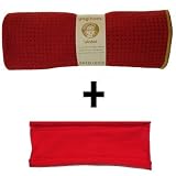 Yogitoes Poppy mat skidless + red hBand yoga headband by Absolute Yogi
