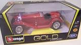 Bburago 1/18 Scale Gold Collezione Italian Design Diecast Alfa Romeo 8c 2300 Spider Touring in Color Red