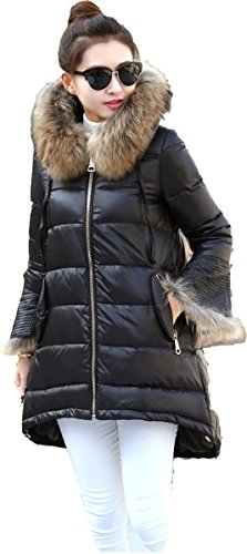 斬新 デザイン 七部袖 ダウン コート ジャケット ファー付 レディース 日本サイズ 【山根屋】