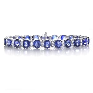 Diamond and Blue Sapphire 18k White Gold Bracelet