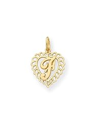 Solid 14k Yellow Gold Initial F Charm