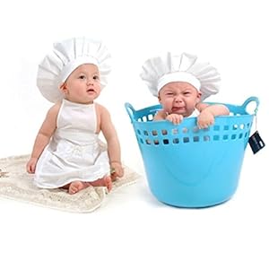 Super Cute Baby Infant White Cook Costume Newborn Hat Photos Set Outfit Photo Photography Prop Cook Hat Apron Set