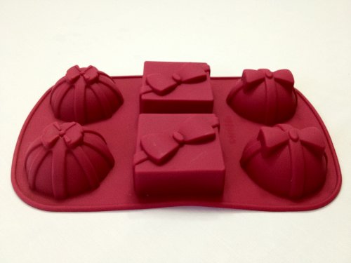 Polymerose 6 Cavity Silicone GIFTS Mold Pan for Cupcakes, Desserts, Jello, and for Crafts