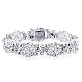 Sterling Silver White Sapphire Bracelet - 7.25 in by