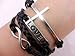 Change Vintage Cross Bracelet Infinity Love Leather Rope Infinite Bangle (Black)