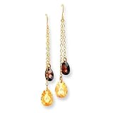 14k Brown & Champagne CZ (Cubic Zirconia) Drop Wire Earrings