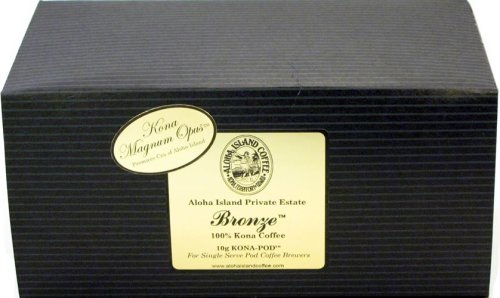 Aloha Island Coffee KONA-PODS - Bronze, Premiere Kona Magnum Opus, 10 Gr 100% Pure Kona... by Aloha Island Coffee Company