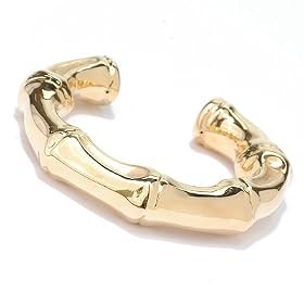 14K White or Yellow Gold Artform Bamboo Cuff Bracelet by Italian Gold w/ Stefano