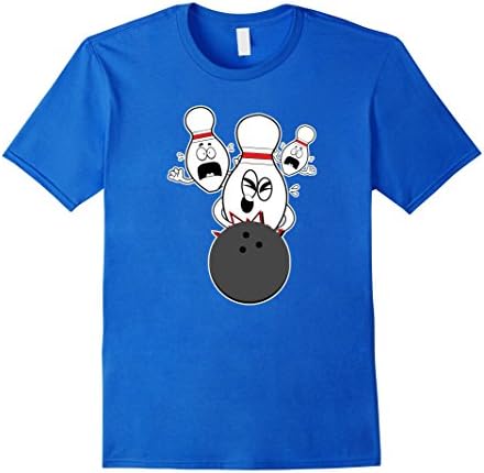 Men's Bowling Pins Knocked Down Strike Scared Nut Funny Cute Shirt Small Royal Blue