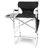 PROFESSIONAL Tall Folding Directors Chair with Side Table, Cup Holder, Carry Handles, Side Storage Bag!