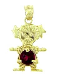 Baby Girl CZ Round Red Stone 10K Yellow Gold Charm