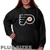 NHL Majestic Philadelphia Flyers Womens Black Plus Size Felt Tek Patch Pullover Hoodie Sweatshirt (X-Large)